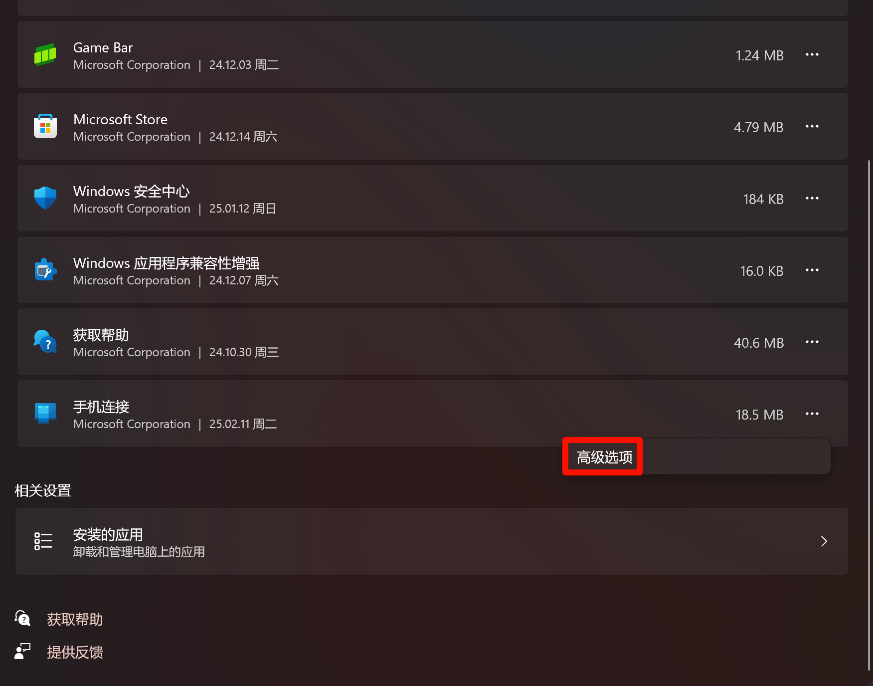 高级选项